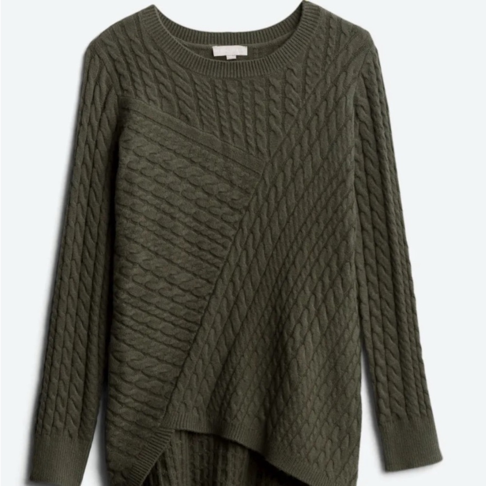 Women's Forest Green Cable Knit Sweater